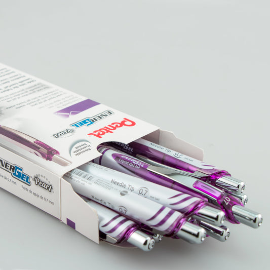 EnerGel Pearl Retractable Liquid Gel Pen, (0.7mm) Needle Tip, Medium Line, Violet Ink (BLN77PW-V)