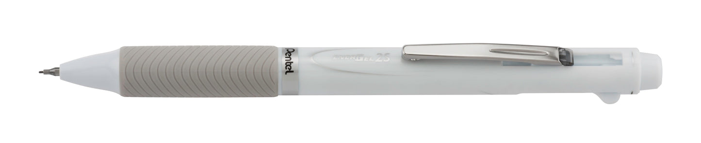 EnerGel 2S Multi-Function, 2-Ink + Pencil, (0.5mm) Fine Line, Black/Red Ink/0.5mm Pencil, White Barrel (BLW355W)
