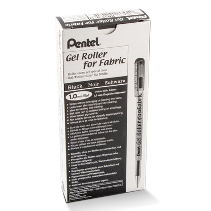 Pentel Arts Gel Roller For Fabric, (1.0mm) Bold Lines, Permanent, Black Ink (BN15-A)