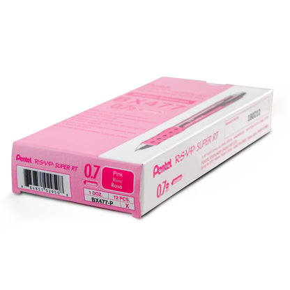 RSVP Super RT Ballpoint Pen, (0.7mm) Fine Line, Pink Ink (BX477-P)