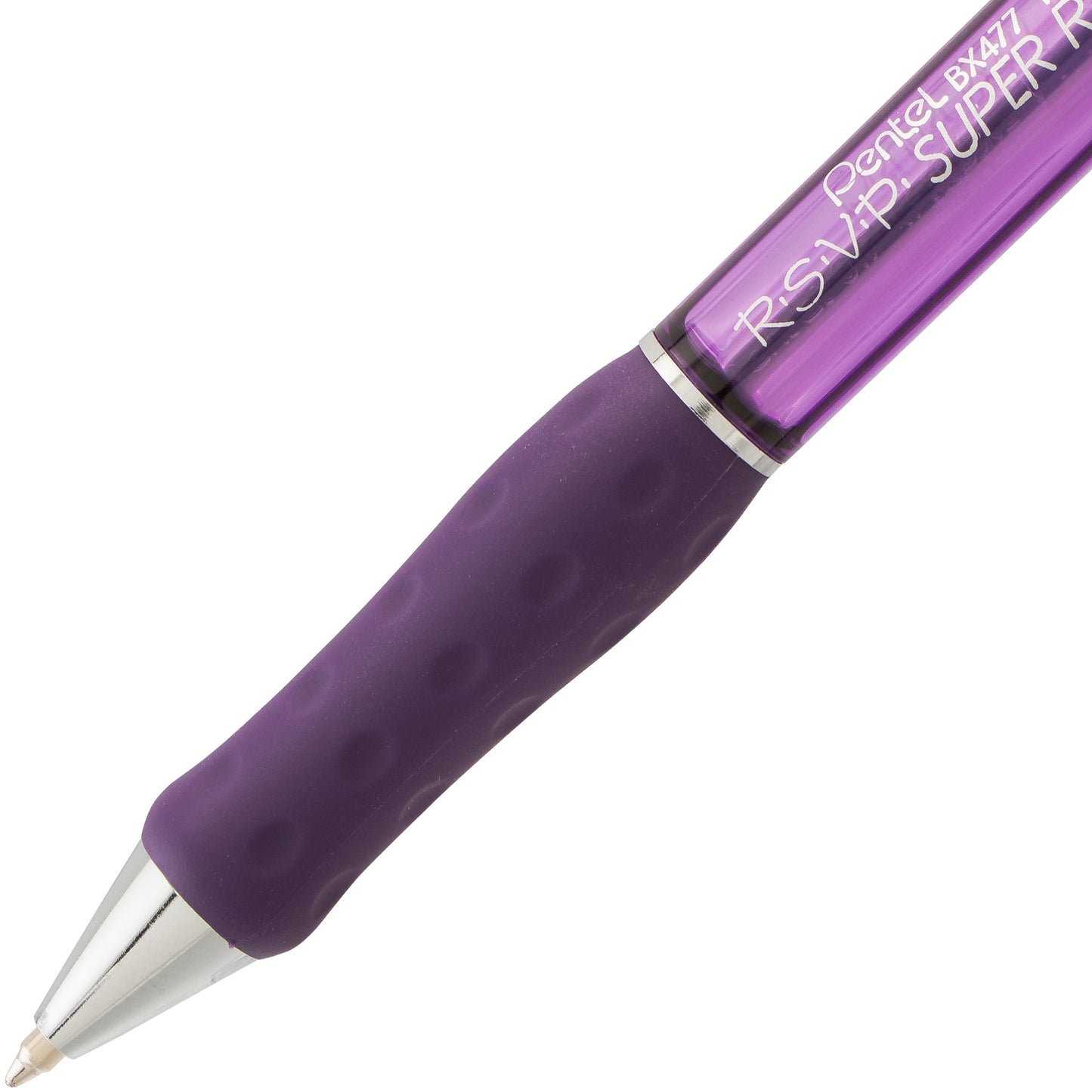 RSVP Super RT Ballpoint Pen, (0.7mm) Fine Line, Violet Ink (BX477-V)