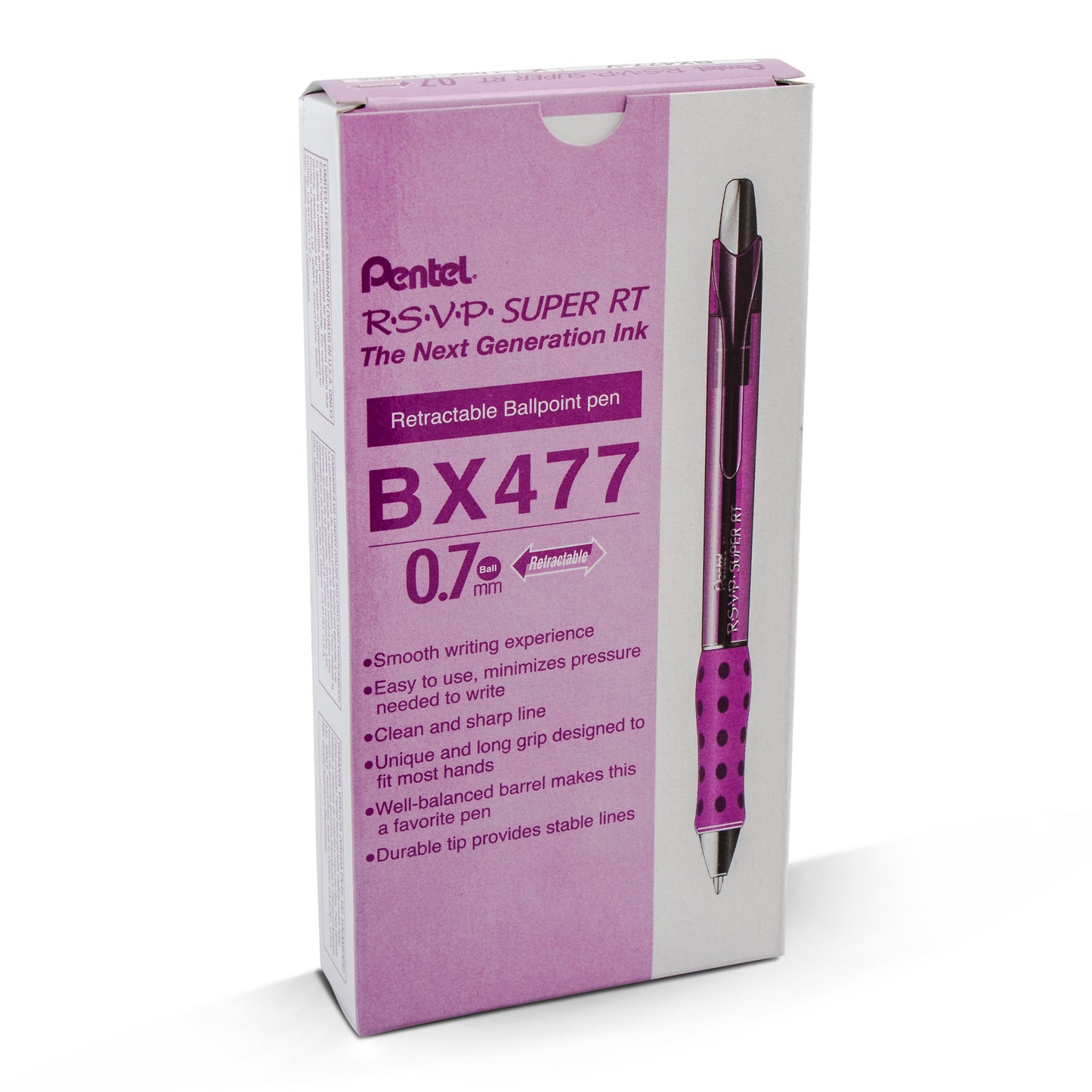 RSVP Super RT Ballpoint Pen, (0.7mm) Fine Line, Violet Ink (BX477-V)