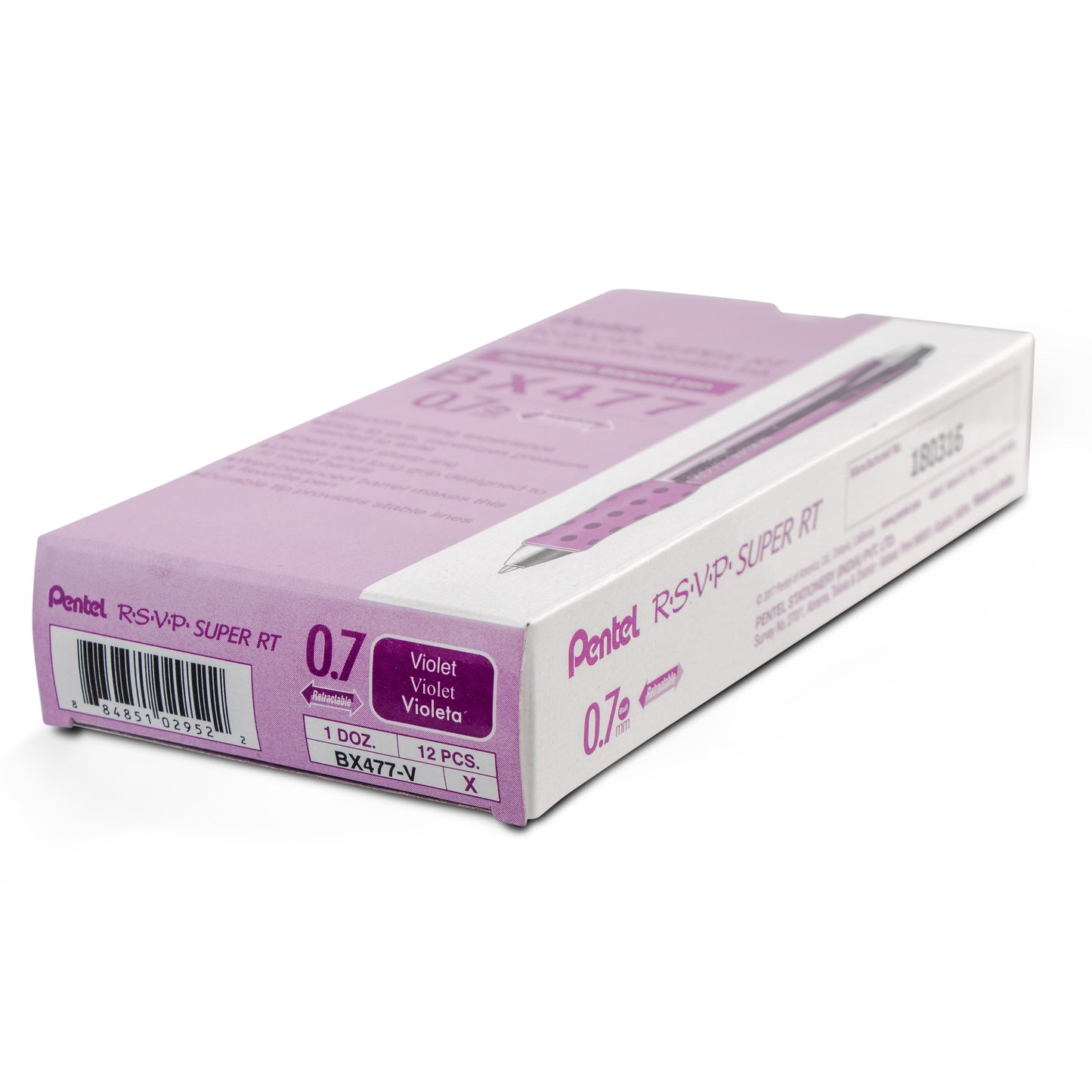 RSVP Super RT Ballpoint Pen, (0.7mm) Fine Line, Violet Ink (BX477-V)