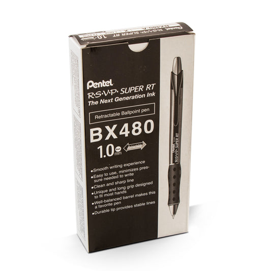 RSVP Super RT Ballpoint Pen, (1.0mm) Medium Line, Black Ink (BX480-A)
