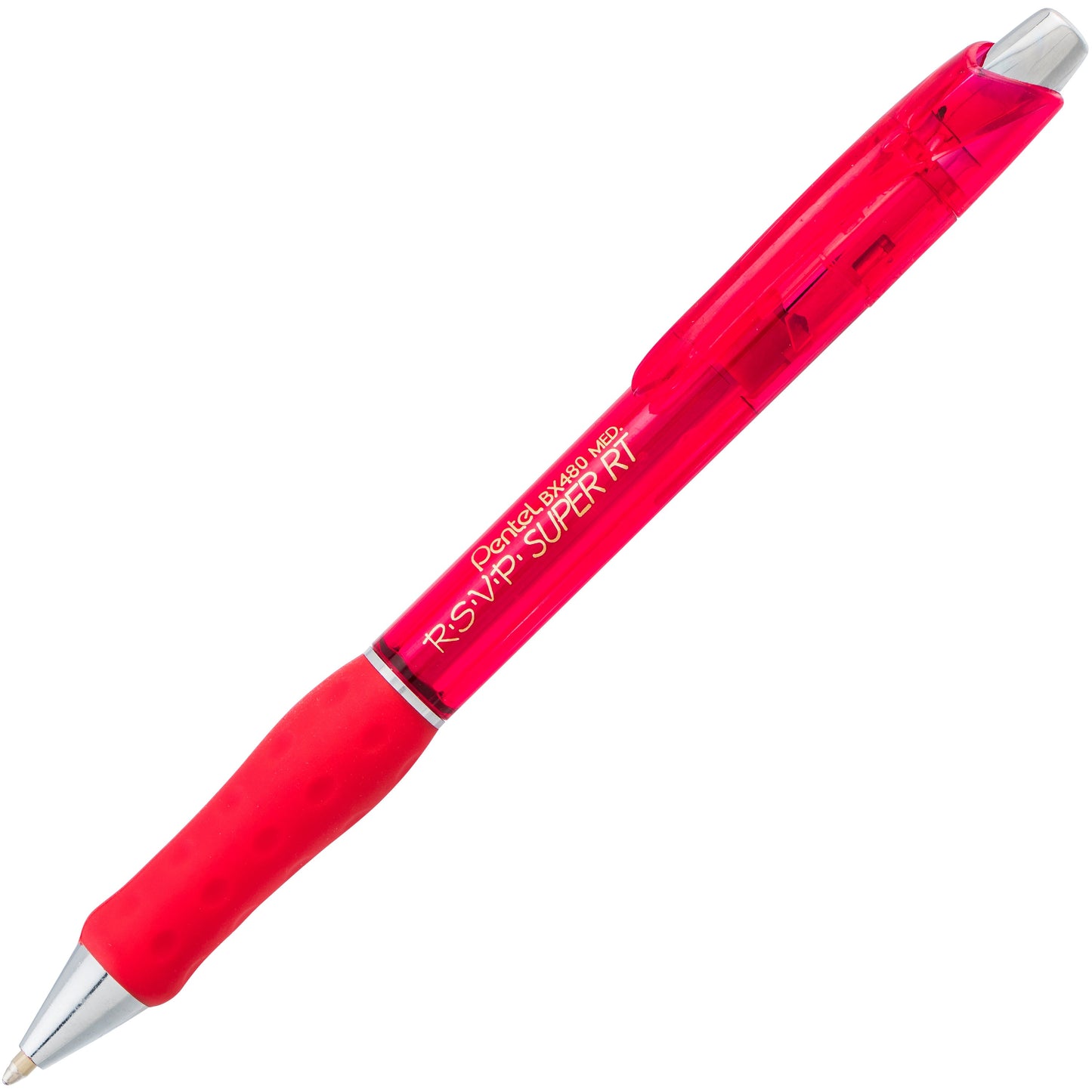 RSVP Super RT Ballpoint Pen, (1.0mm) Medium Line, Red Ink (BX480-B)