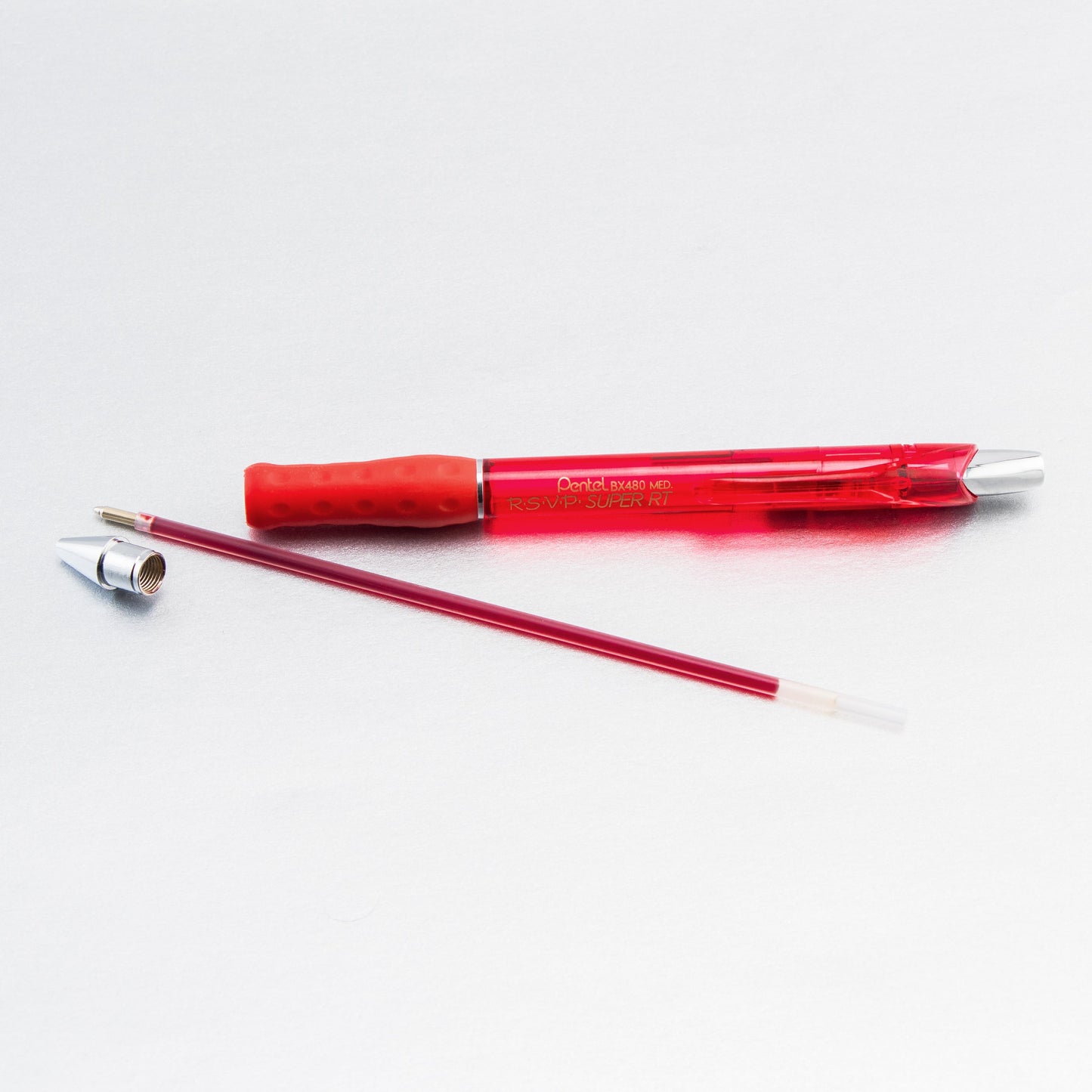 RSVP Super RT Ballpoint Pen, (1.0mm) Medium Line, Red Ink (BX480-B)