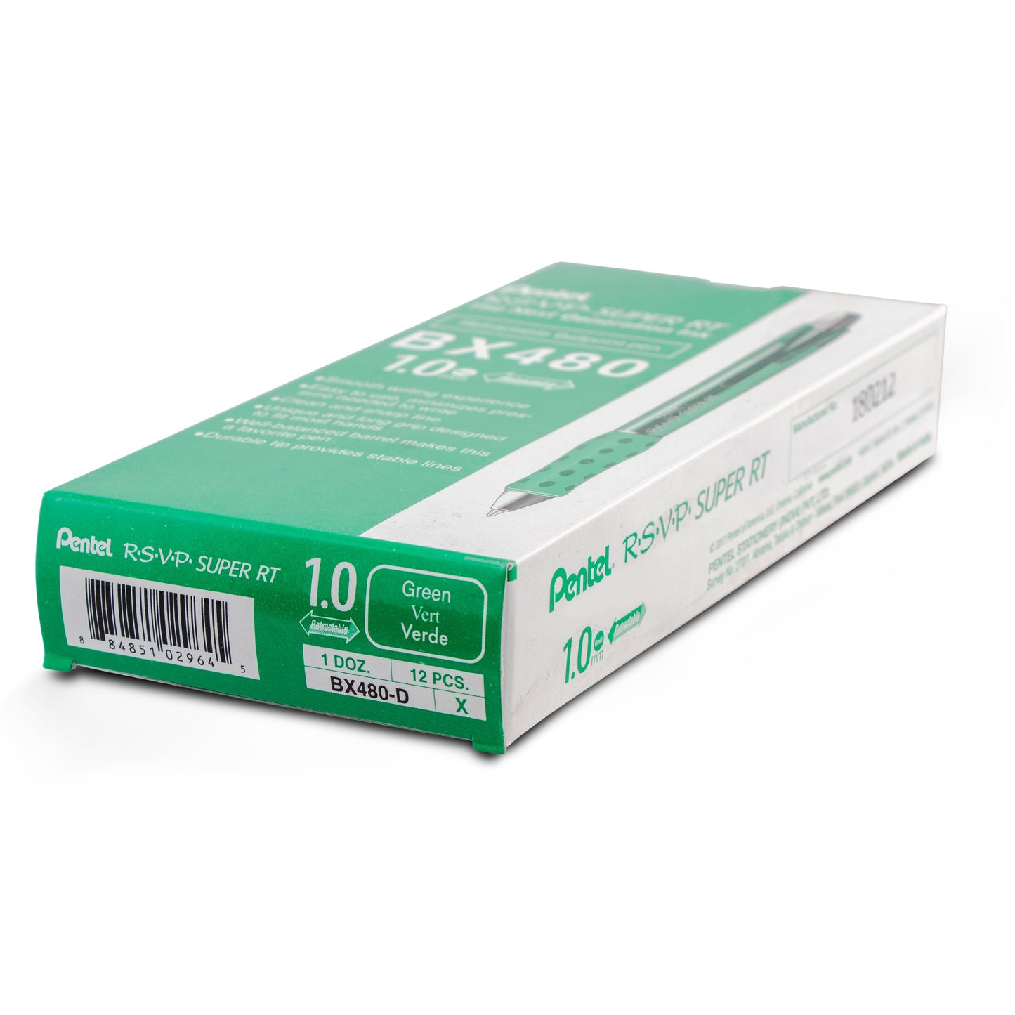 RSVP Super RT Ballpoint Pen, (1.0mm) Medium Line, Green Ink (BX480-D)