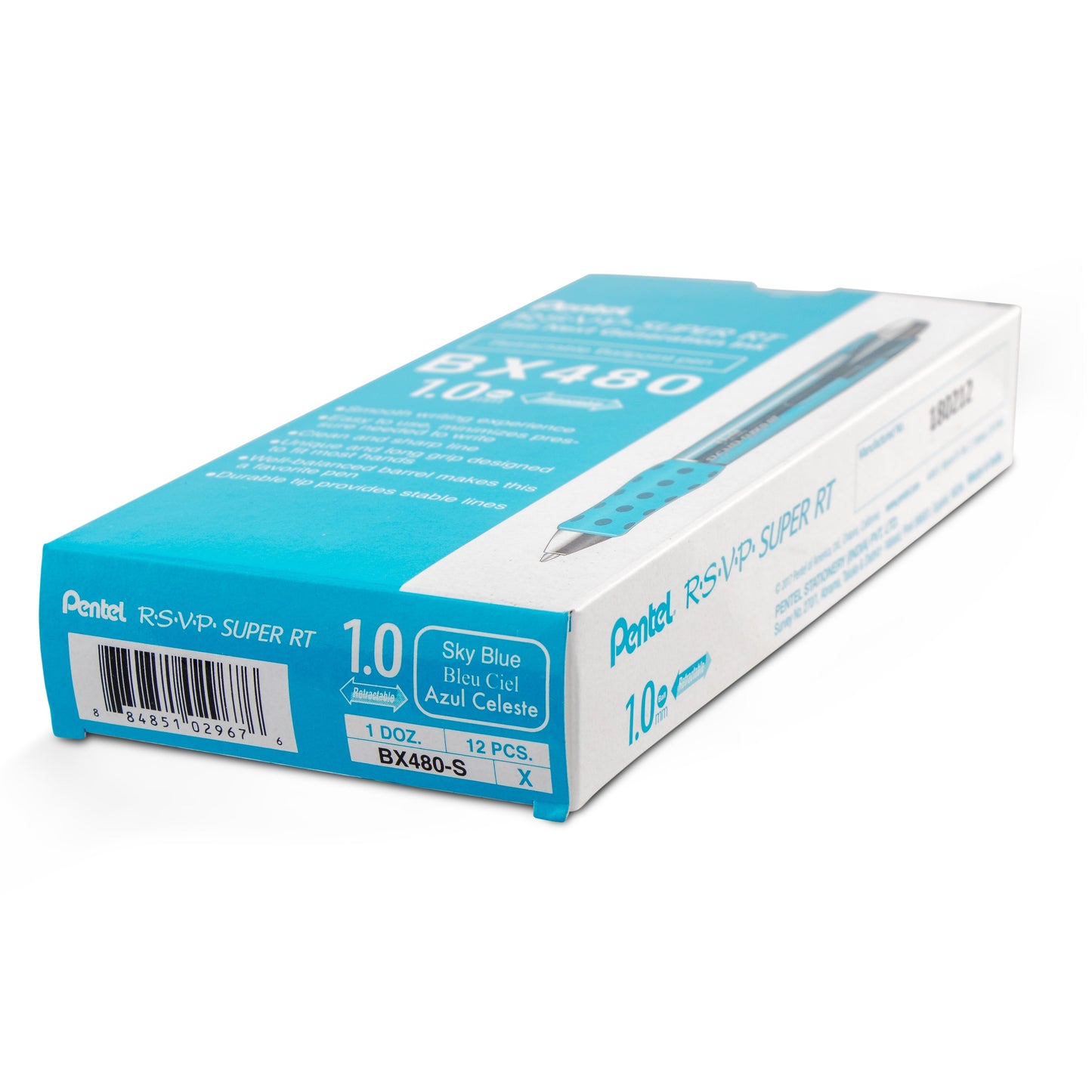 RSVP Super RT Ballpoint Pen, (1.0mm) Medium Line, Sky Blue Ink (BX480-S)