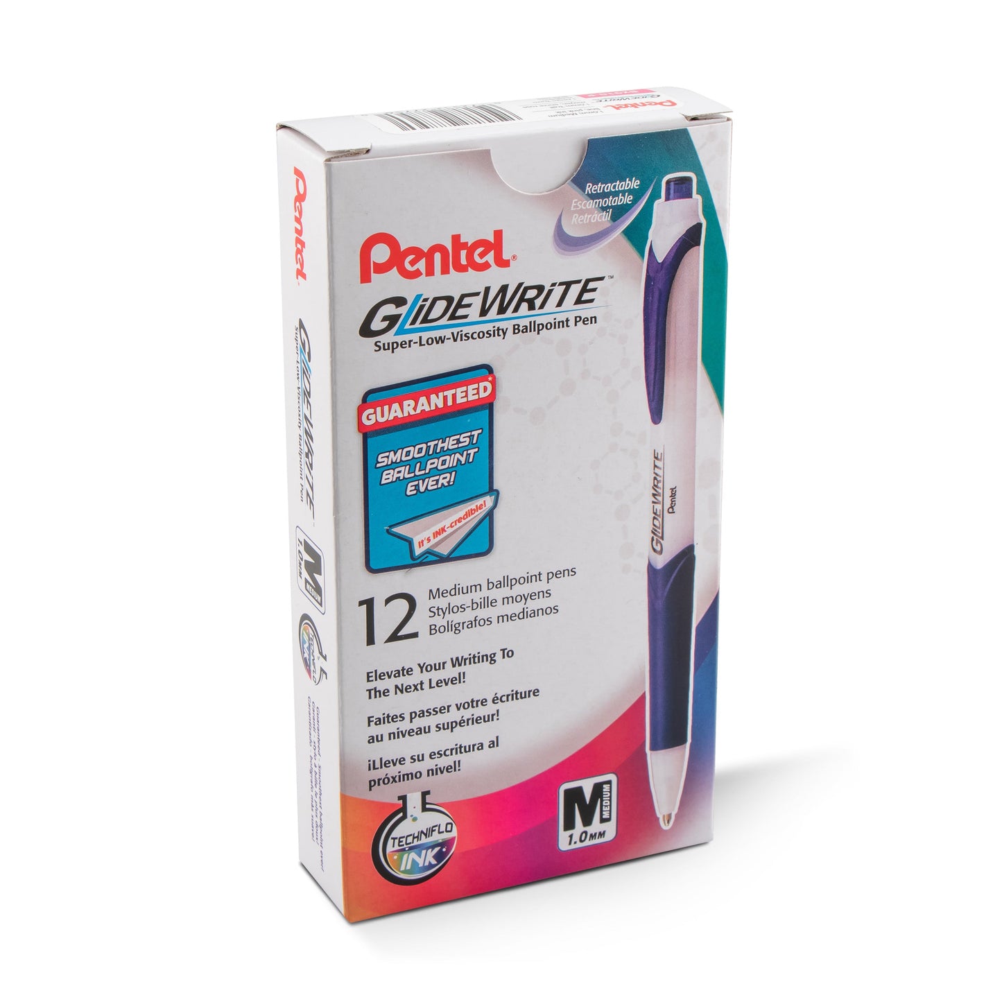 GlideWrite Ballpoint Pen with TechniFlo Ink, (1.0mm) Medium Line, Pink (BX910-P)