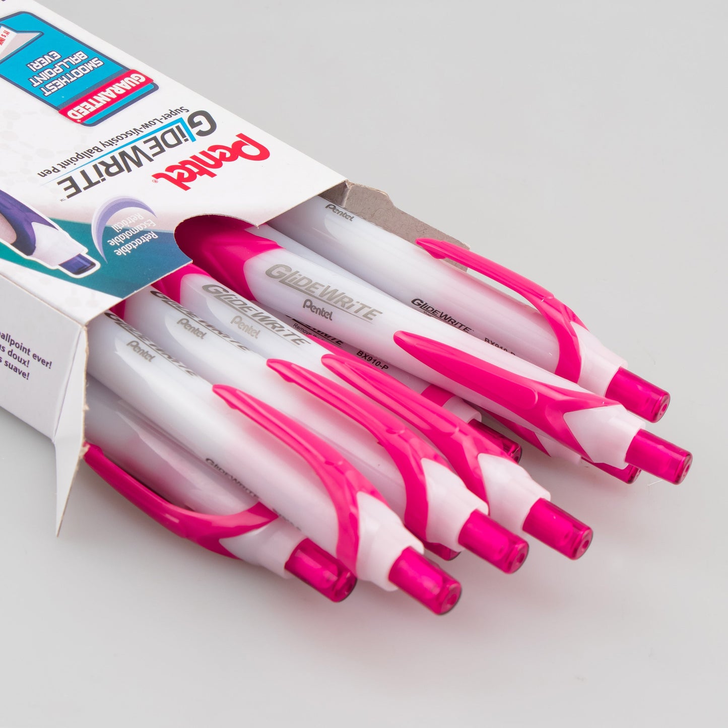 GlideWrite Ballpoint Pen with TechniFlo Ink, (1.0mm) Medium Line, Pink (BX910-P)