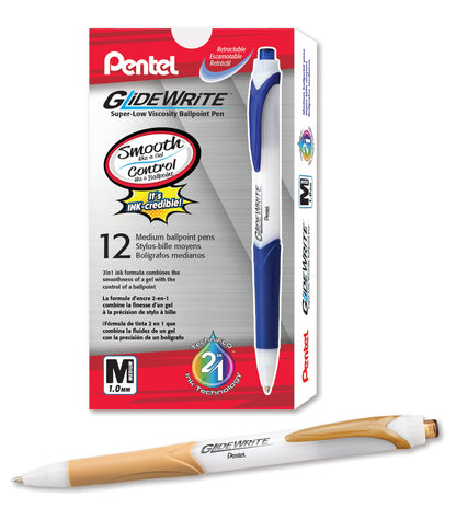 GlideWrite Ballpoint Pen with TechniFlo Ink, (1.0mm) Medium Line, Antique Gold Ink (BX910-X)