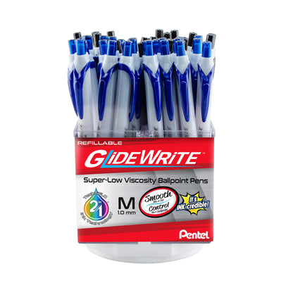 GlideWrite with TechniFlo Ink Ballpoint Pen, (1.0mm) Med. Line, Black/Blue Ink, 48 Pieces (BX910AC-4)
