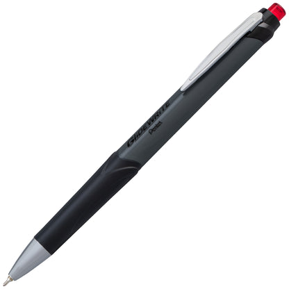 GlideWrite Gun Metal Barrel Ballpoint Pen, (0.7mm), Fine Line, Red Ink (BX927-B)