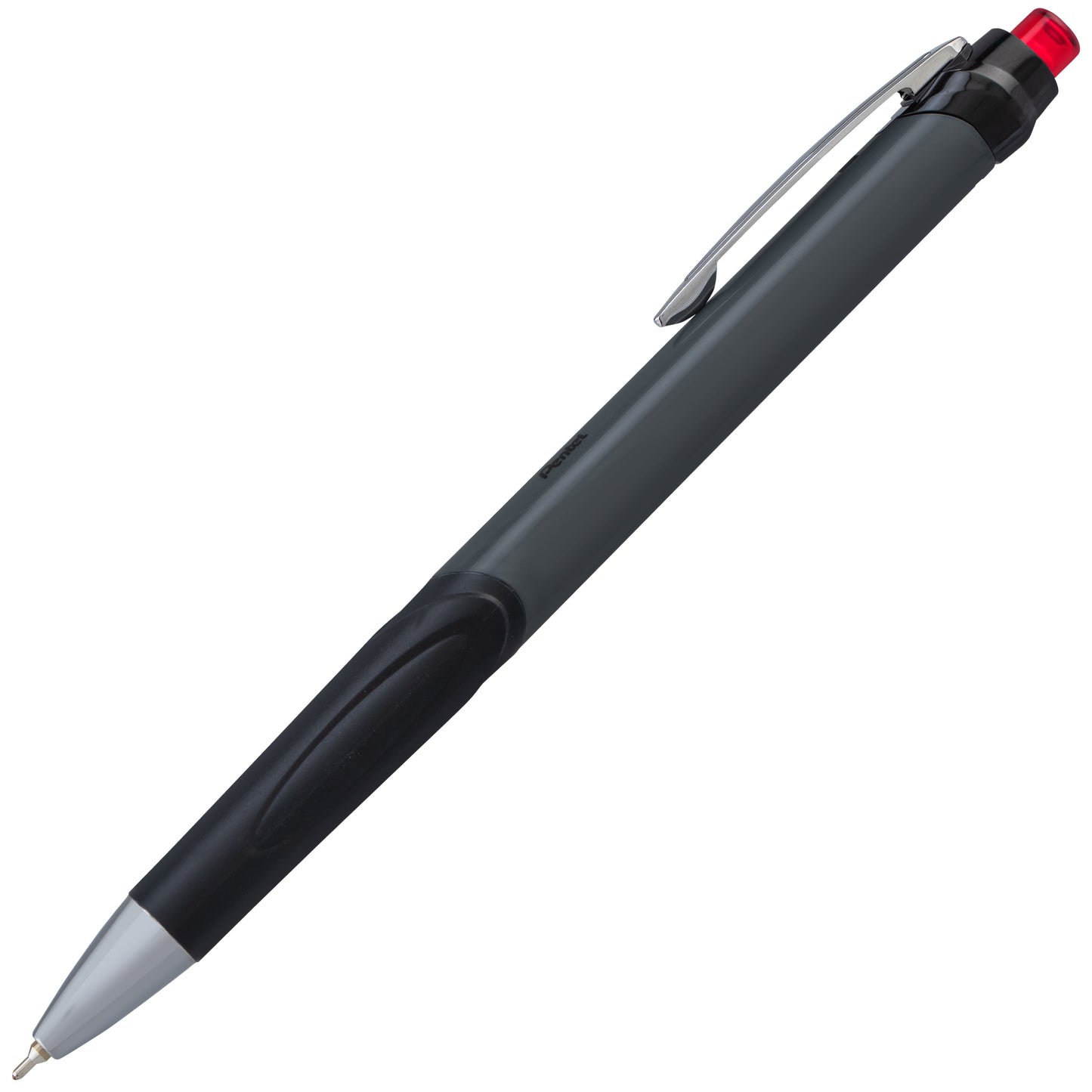 GlideWrite Gun Metal Barrel Ballpoint Pen, (0.7mm), Fine Line, Red Ink (BX927-B)