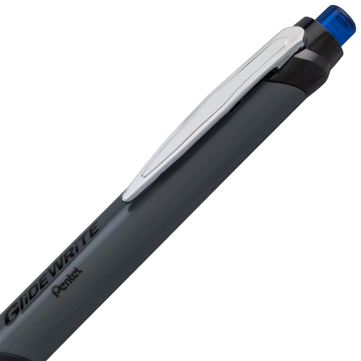GlideWrite Gun Metal Barrel Ballpoint Pen, (0.7mm), Fine Line, Blue Ink (BX927-C)
