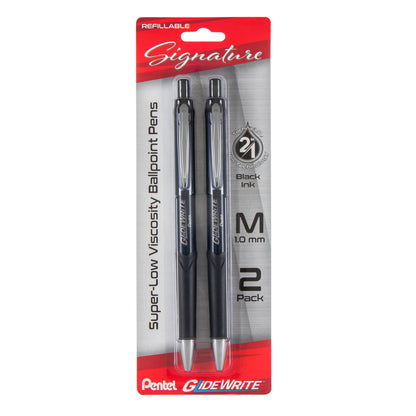 GlideWrite Signature Ballpoint Pen, (1.0mm) medium, black barrel,  Black Ink, 2-pk (BX930ABP2A)