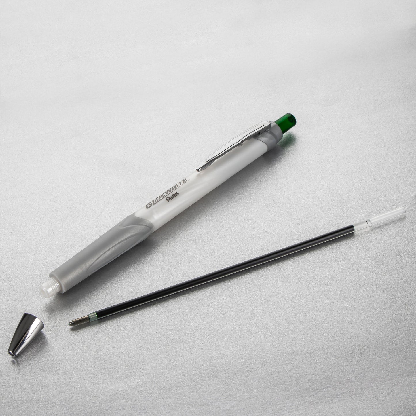 GlideWrite Signature Ballpoint Pen Pearl White Barrel, (1.0mm) Medium line, Green Ink (BX930W-D)