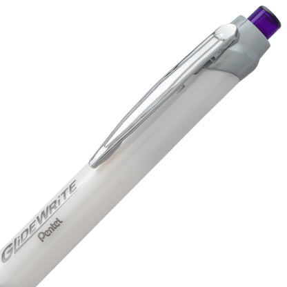 GlideWrite Signature Ballpoint Pen Pearl White Barrel, (1.0mm) Medium line, Violet Ink (BX930W-V)