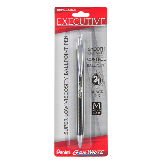GlideWrite Executive Ballpoint Pen, (1.0mm) medium, black metal barrel,  Black Ink, 1-pk (BX970ABP)