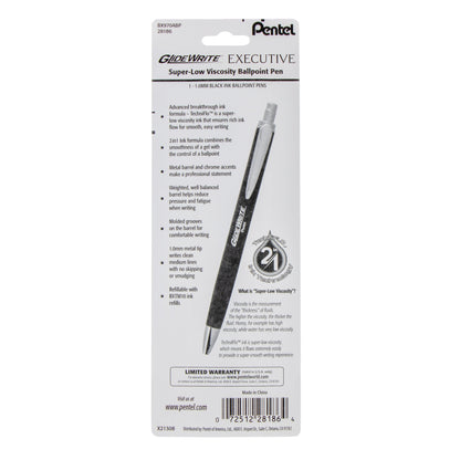 GlideWrite Executive Ballpoint Pen, (1.0mm) medium, black metal barrel,  Black Ink, 1-pk (BX970ABP)