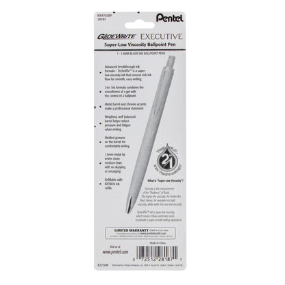 GlideWrite Executive Ballpoint Pen, (1.0mm) medium, silver metal barrel,  Black Ink, 1-pk (BX970ZBP)