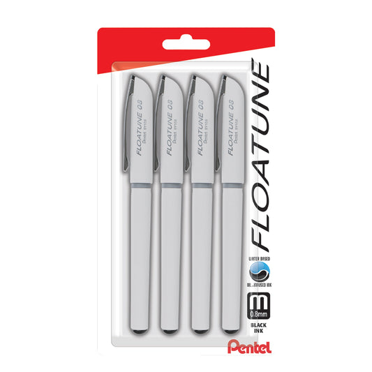 FLOATUNE Rollerball, 0.8mm Medium Line, Black Ink, 4-pk (BY108BP4A)
