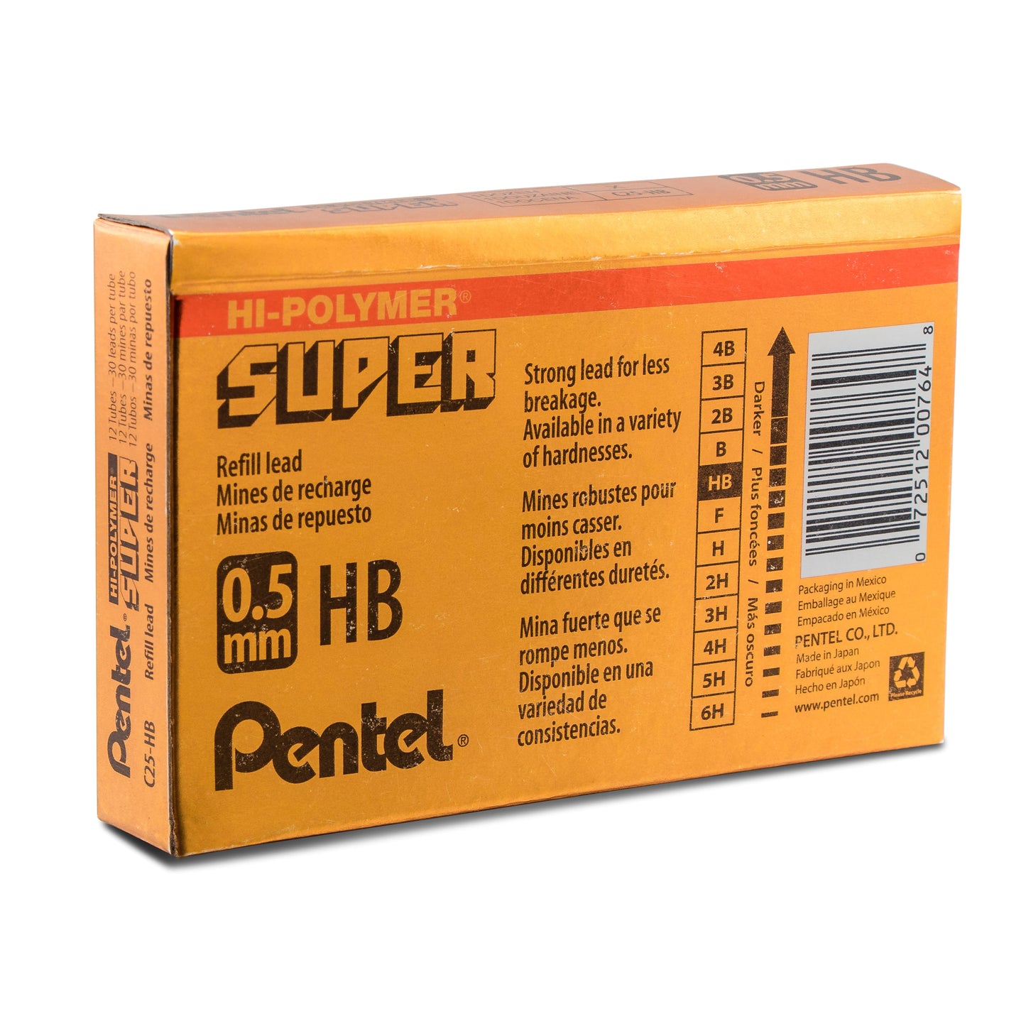 Super Hi-Polymer Lead Refill (0.5mm) Fine, HB, 30 pcs/Tube (C25-HB)