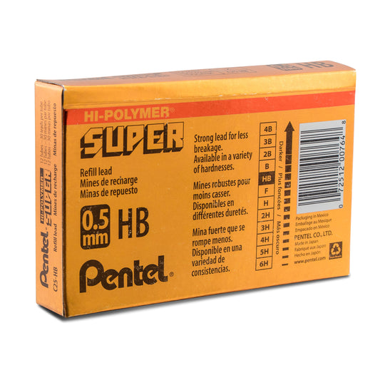 Super Hi-Polymer Lead Refill (0.5mm) Fine, HB, 30 pcs/Tube (C25-HB)