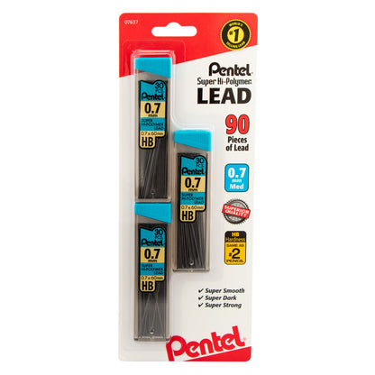 Super Hi-Polymer Lead Refill (0.7mm) Medium, HB, 30 pcs/Tube 3-Pk (C27BPHB3-K6)