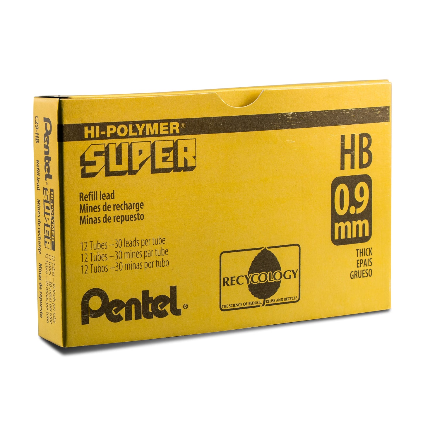 Super Hi-Polymer Lead Refill (0.9mm) Thick, HB, 30 pcs/Tube (C29-HB)