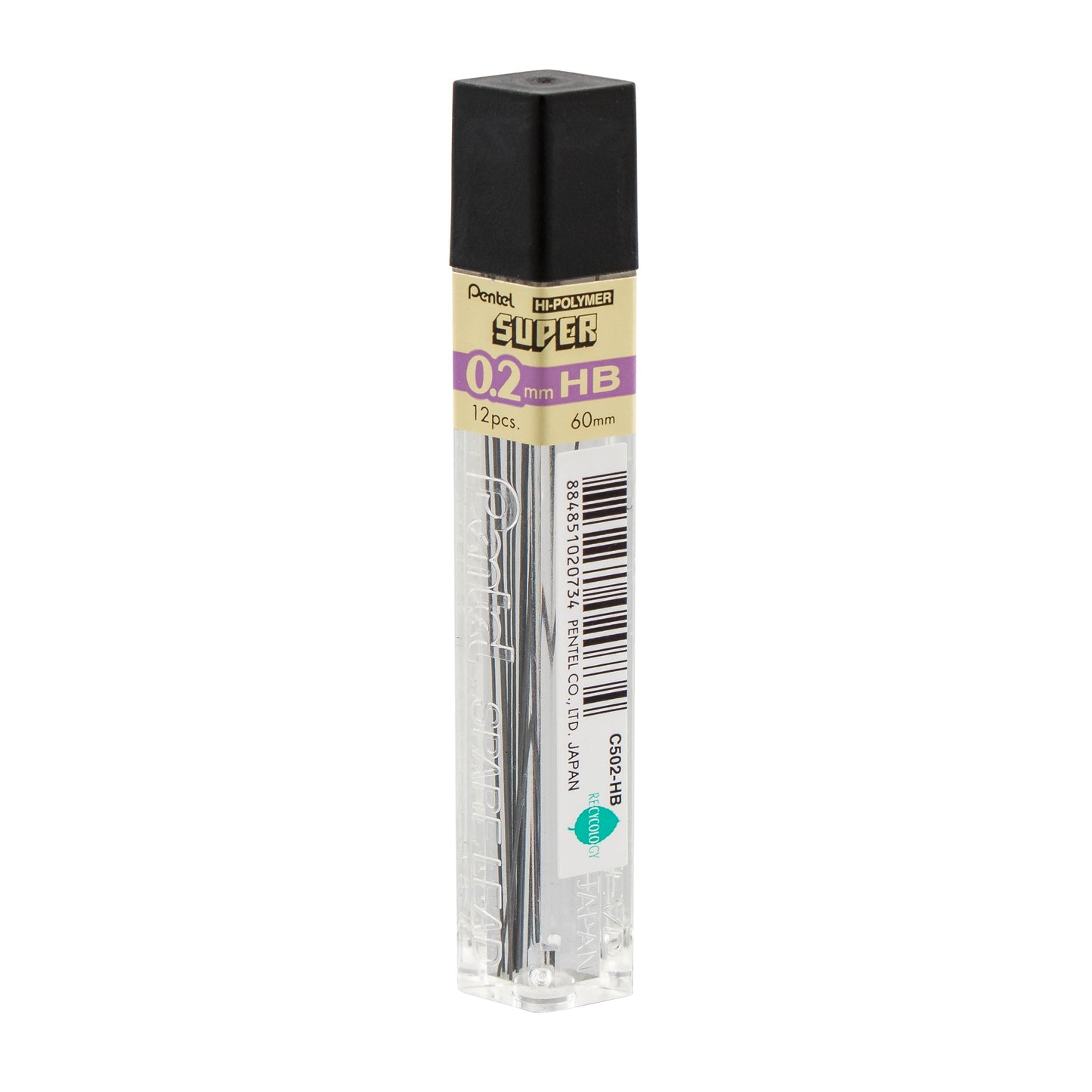 Super Hi-Polymer Lead Refill (0.2mm) Super Fine, HB, 12 pcs/Tube (C502-HB)