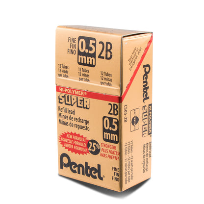 Super Hi-Polymer Lead Refill (0.5mm) Fine, 2B, 12 pcs/Tube (C505-2B)