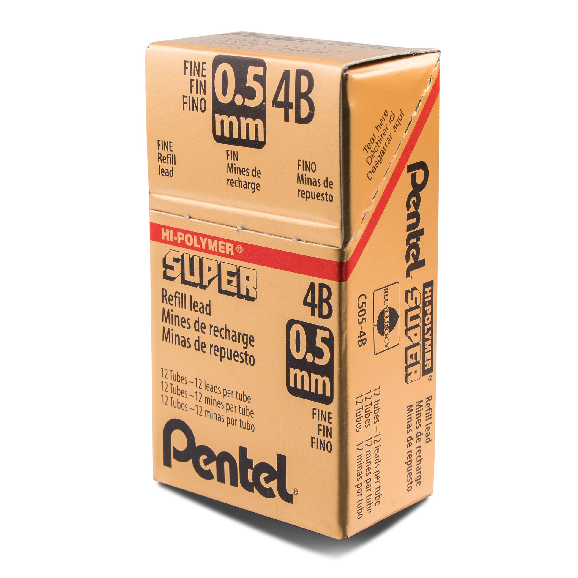 Pentel Super Hi-Polymer - Ricarica per matite meccaniche, 0,50 mm, nero, confezione da 12 (C505-4H Pentel Super Hi-Polymer - Ricarica per matite meccaniche, 0,50 mm, nero, confezione da 12 (C505-4H