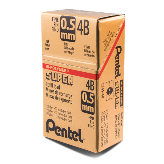 Super Hi-Polymer Lead Refill (0.5mm) Fine, 4B, 12 pcs/Tube (C505-4B)