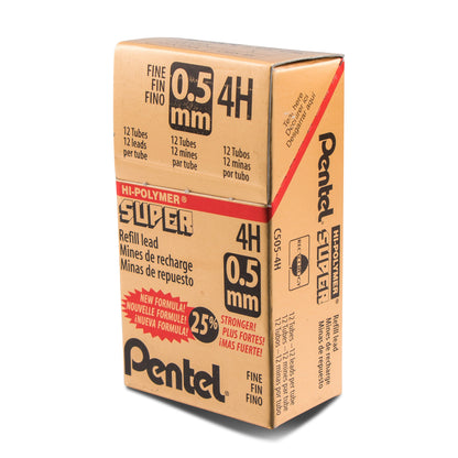 Super Hi-Polymer Lead Refill (0.5mm) Fine, 4H, 12 pcs/Tube (C505-4H)