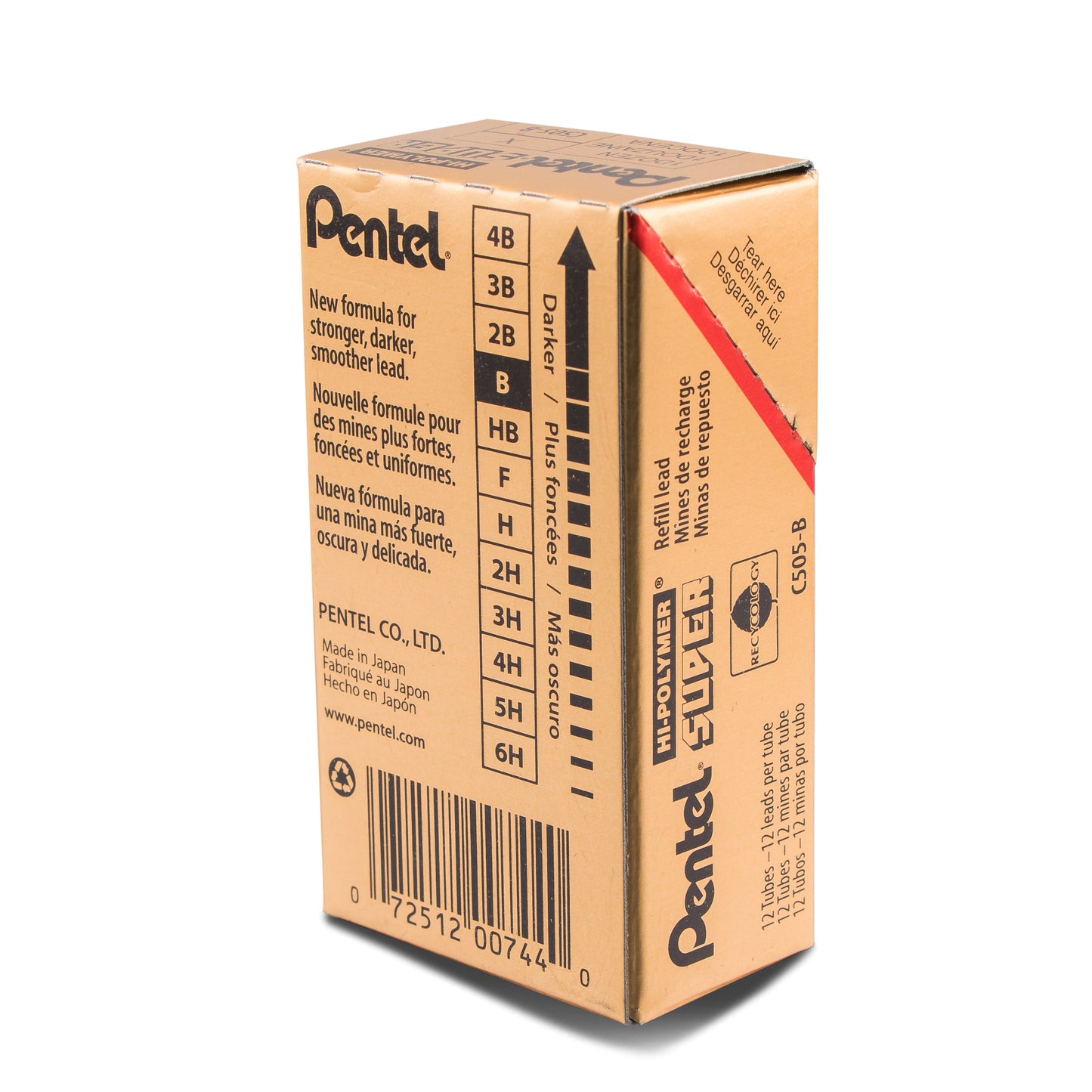 Super Hi-Polymer Lead Refill (0.5mm) Fine, B, 12 pcs/Tube (C505-B)
