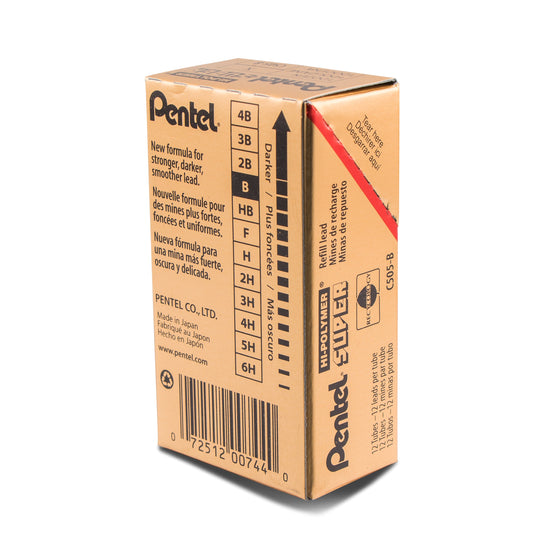 Super Hi-Polymer Lead Refill (0.5mm) Fine, B, 12 pcs/Tube (C505-B)