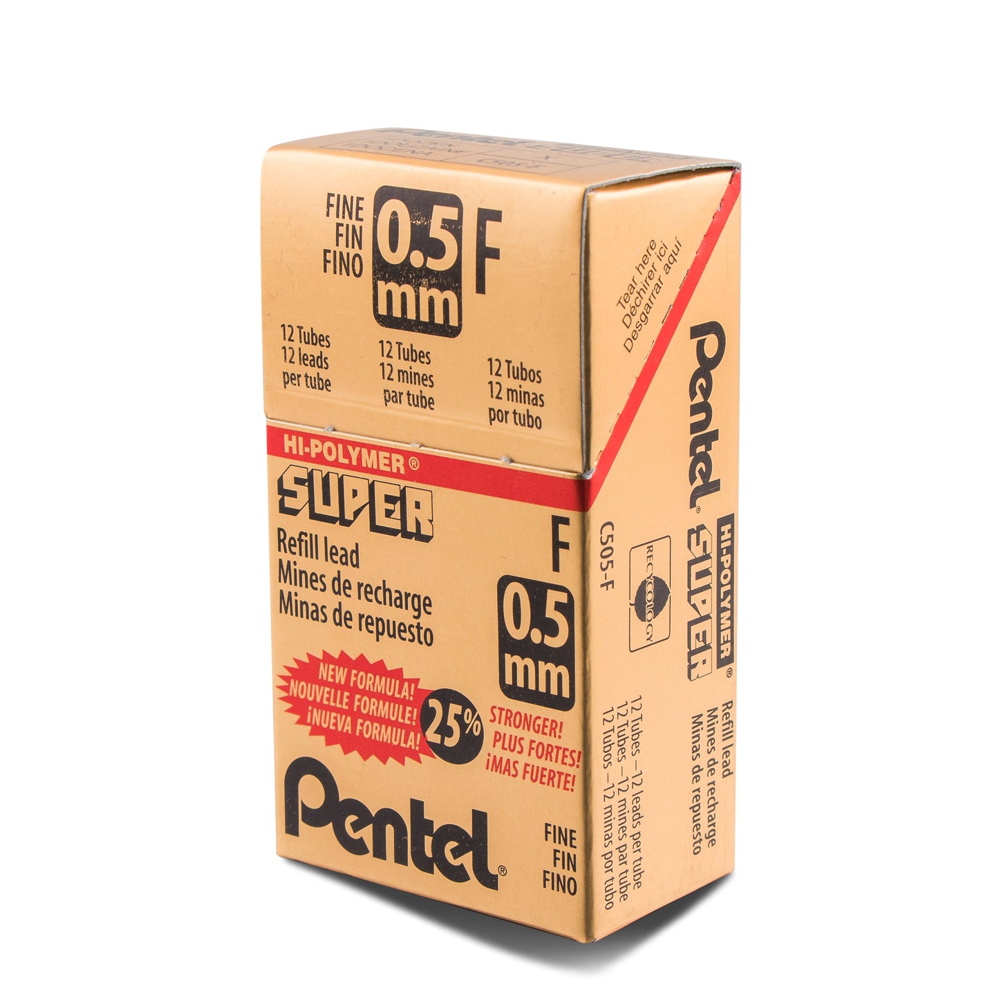 Super Hi-Polymer Lead Refill (0.5mm) Fine, F, 12 pcs/Tube (C505-F)
