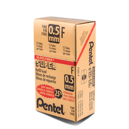 Super Hi-Polymer Lead Refill (0.5mm) Fine, F, 12 pcs/Tube (C505-F)