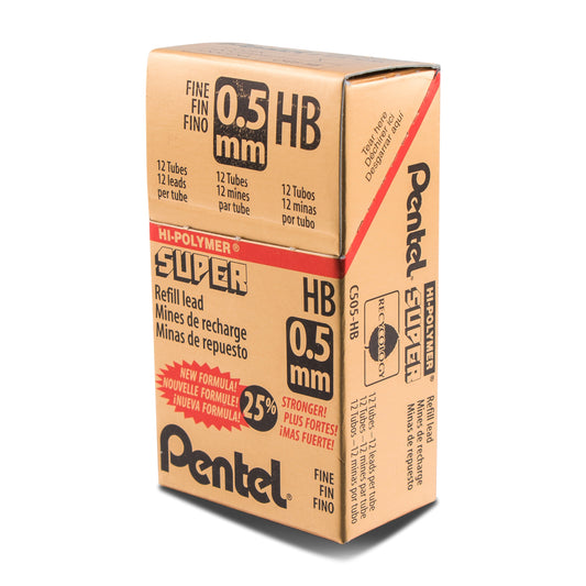 Super Hi-Polymer Lead Refill (0.5mm) Fine, HB, 12 pcs/Tube (C505-HB)