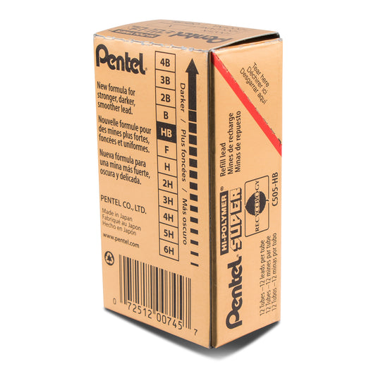 Super Hi-Polymer Lead Refill (0.5mm) Fine, HB, 12 pcs/Tube (C505-HB)