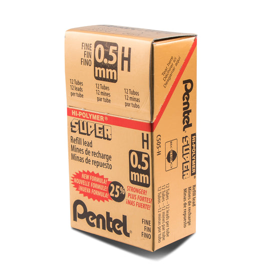 Super Hi-Polymer Lead Refill (0.5mm) Fine, H, 12 pcs/Tube (C505-H)