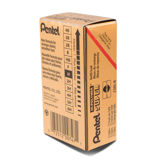 Super Hi-Polymer Lead Refill (0.5mm) Fine, H, 12 pcs/Tube (C505-H)
