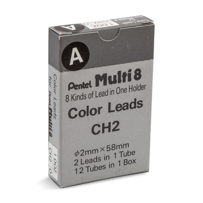 Pentel Arts 8 Colour Pencil Lead Refill (2.0mm),  Black, 2 pcs/Tube (CH2-A)
