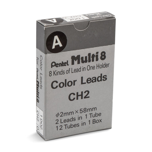Pentel Arts 8 Colour Pencil Lead Refill (2.0mm),  Black, 2 pcs/Tube (CH2-A)