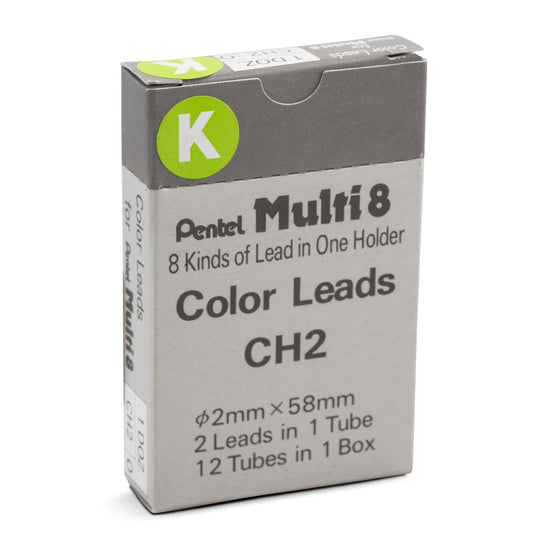 Pentel Arts 8 Colour Pencil Lead Refill (2.0mm), Lt. Green, 2 pcs/Tube (CH2-K)