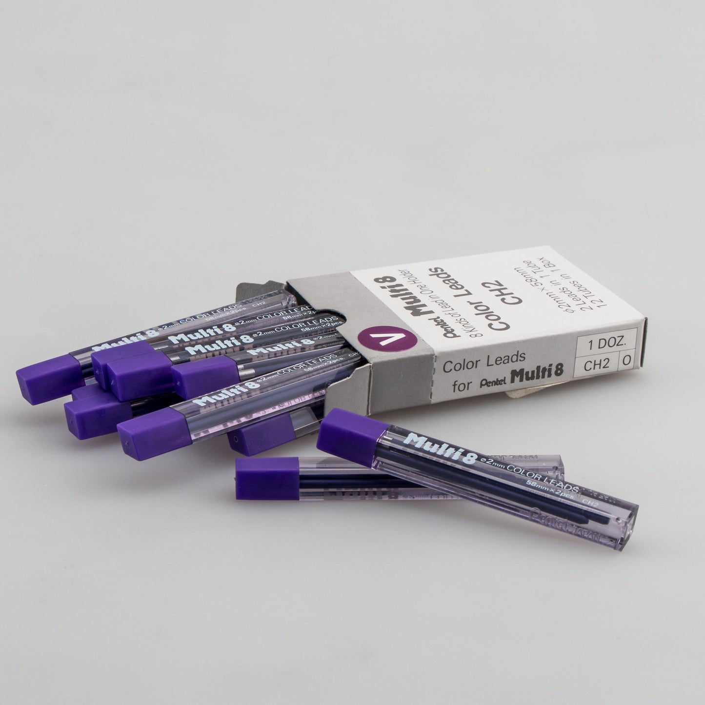 Pentel Arts 8 Colour Pencil Lead Refill (2.0mm), Violet, 2 pcs/Tube (CH2-V)