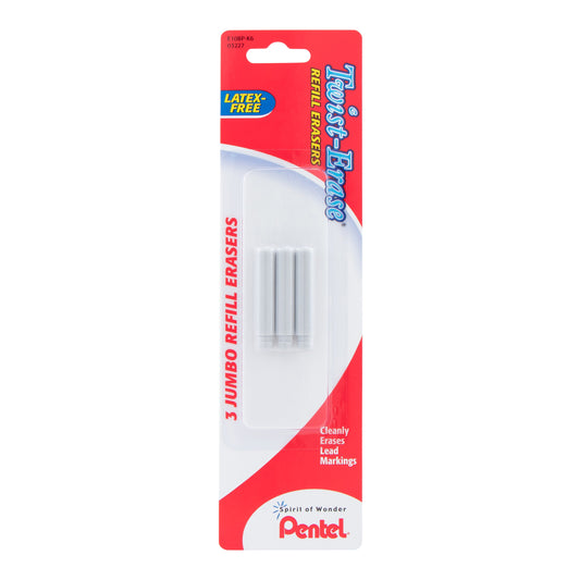 Refill Eraser For Pentel Twist-Erase Series Pencils 3 pcs/Box 1-Pk (E10BP-K6)