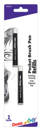 Refills for Pentel Arts Pocket Brush, Gray Pigment Ink, 2-pk (FP10BP2N)
