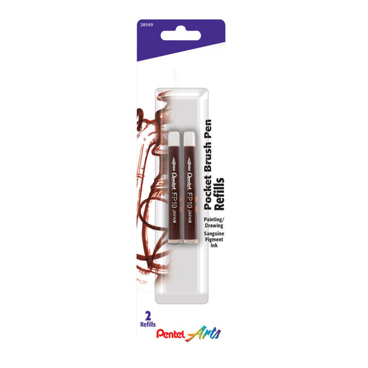 Pentel Arts Pocket Brush Refills, Sanguine Ink 2-Pk (FP10BP2SG)